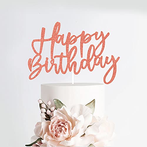 iZoeL Tortendeko Rosegold 2set Happy Birthday 20pcs Sterne Cake Topper Kuchendeko Rosa Gold Geburtstag Dekoration
