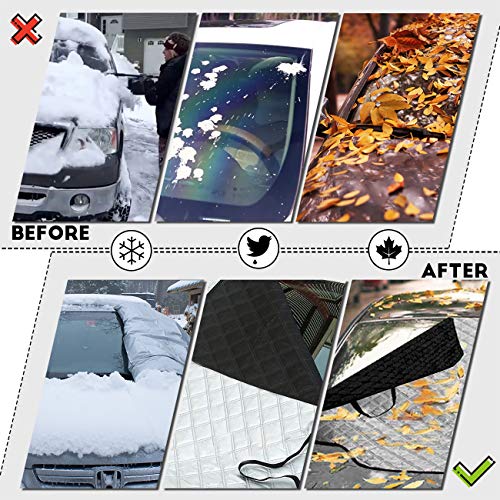 iZoeL Auto Windschutzscheibenabdeckung Frontscheibenabdeckung mit Magnet schutzt Seitenspiegel, Magnetische Auto Scheibenabdeckung Winter Frostschutz Eisschutzfolie (196CM*126CM für SUV PKW)