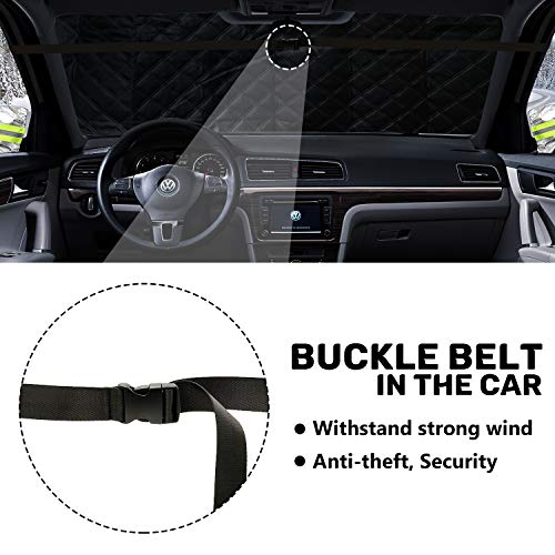 iZoeL Auto Windschutzscheibenabdeckung Frontscheibenabdeckung mit Magnet schutzt Seitenspiegel, Magnetische Auto Scheibenabdeckung Winter Frostschutz Eisschutzfolie (196CM*126CM für SUV PKW)