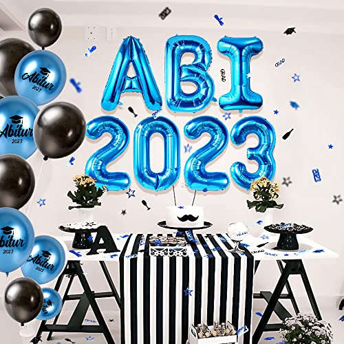 iZoeL Abitur 2023 Deko, ABI 2023 Folienballons, ABI Luftballon, ABI Konfetti Tischdeko, Abschluss Abschlussfeier ABI Schulabschluss Dekoration 2023 (Blau ABI)