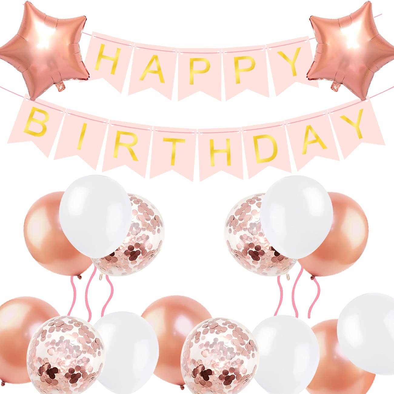 iZoeL Silvester Deko 2023 Party Set Rose Gold 2023 Silvesterparty Dekoration Set, Happy New Year Deko Girlande, Spiral Deckendeko, Luftballons zur Silvesterdeke Tortendeko Rose Gold