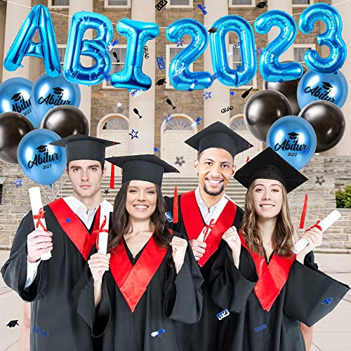 iZoeL Abitur 2023 Deko, ABI 2023 Folienballons, ABI Luftballon, ABI Konfetti Tischdeko, Abschluss Abschlussfeier ABI Schulabschluss Dekoration 2023 (Blau ABI)