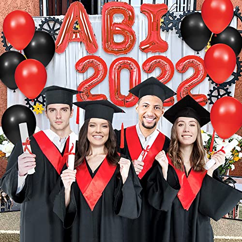 iZoeL Abitur 2022 Deko, ABI 2022 Folienballons, ABI Luftballon, ABI Konfetti Tischdeko, Abschluss Abschlussfeier ABI Schulabschluss Dekoration 2022 (Blau) (Rot ABI)