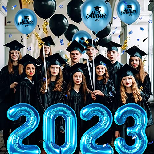 iZoeL Abitur 2023 Deko, ABI 2023 Folienballons, ABI Luftballon, ABI Konfetti Tischdeko, Abschluss Abschlussfeier ABI Schulabschluss Dekoration 2023 (Blau ABI)