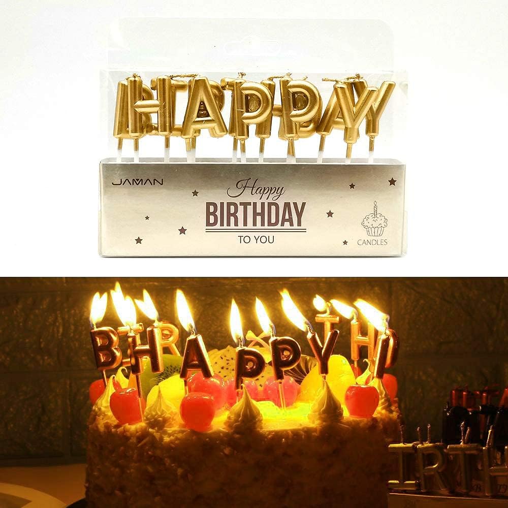 iZoeL Tortendeko Gold Happy Birthday Kerzen Konfetti Luftballon Sterne Cake Topper Kuchendeko Golde Geburtstag Dekoration