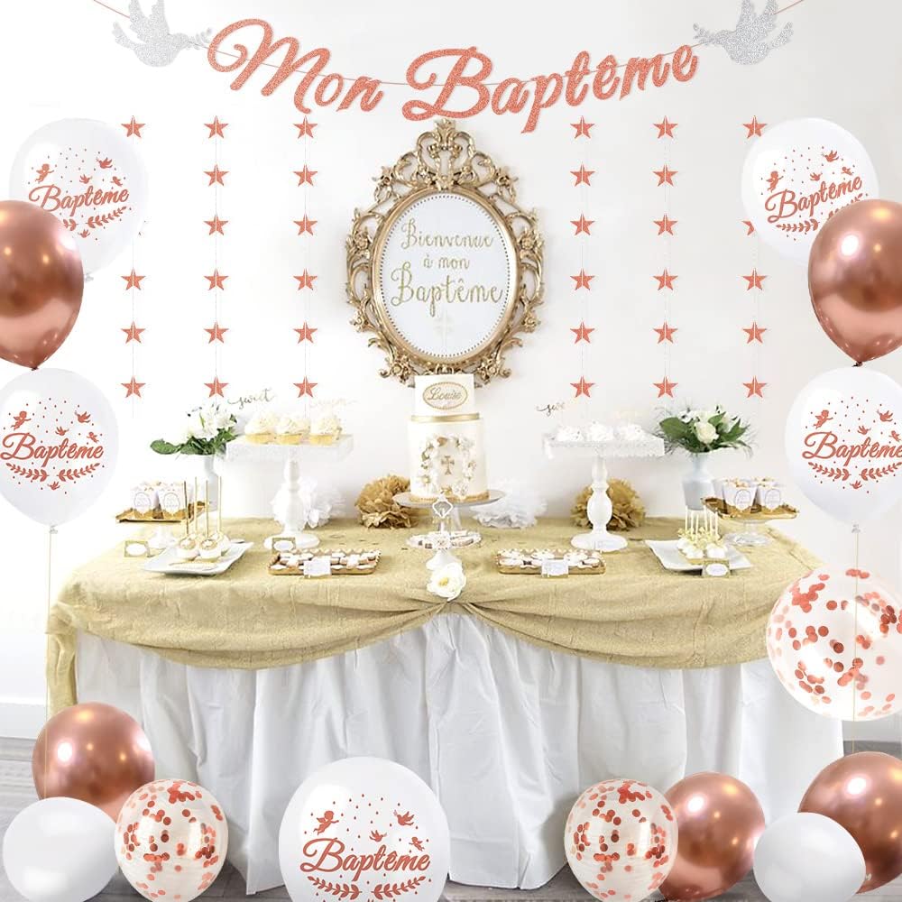 iZoeL Decoration Bapteme rose gold