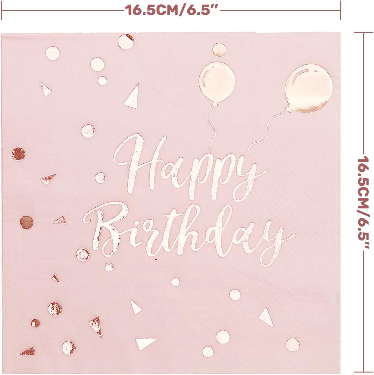 iZoeL 50Stk Geburtstag Servietten Gold Happy Birthday Servietten 33x33cm 3-lagig Pink Papierservietten für Mann Frau Mädchen Party Deko (Rose Gold Happy Birthday) (Rosa+Rosegold HB)