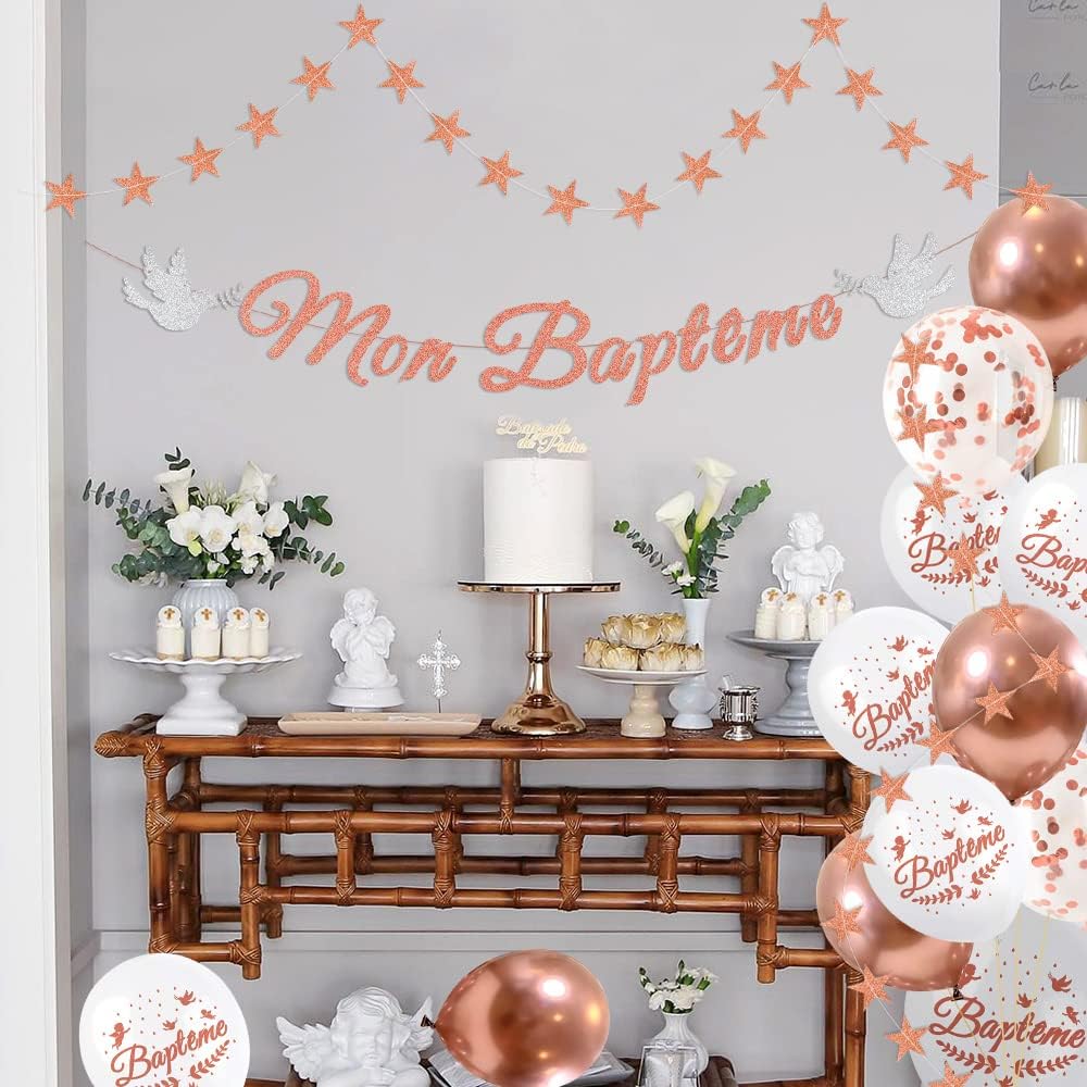 iZoeL Decoration Bapteme rose gold