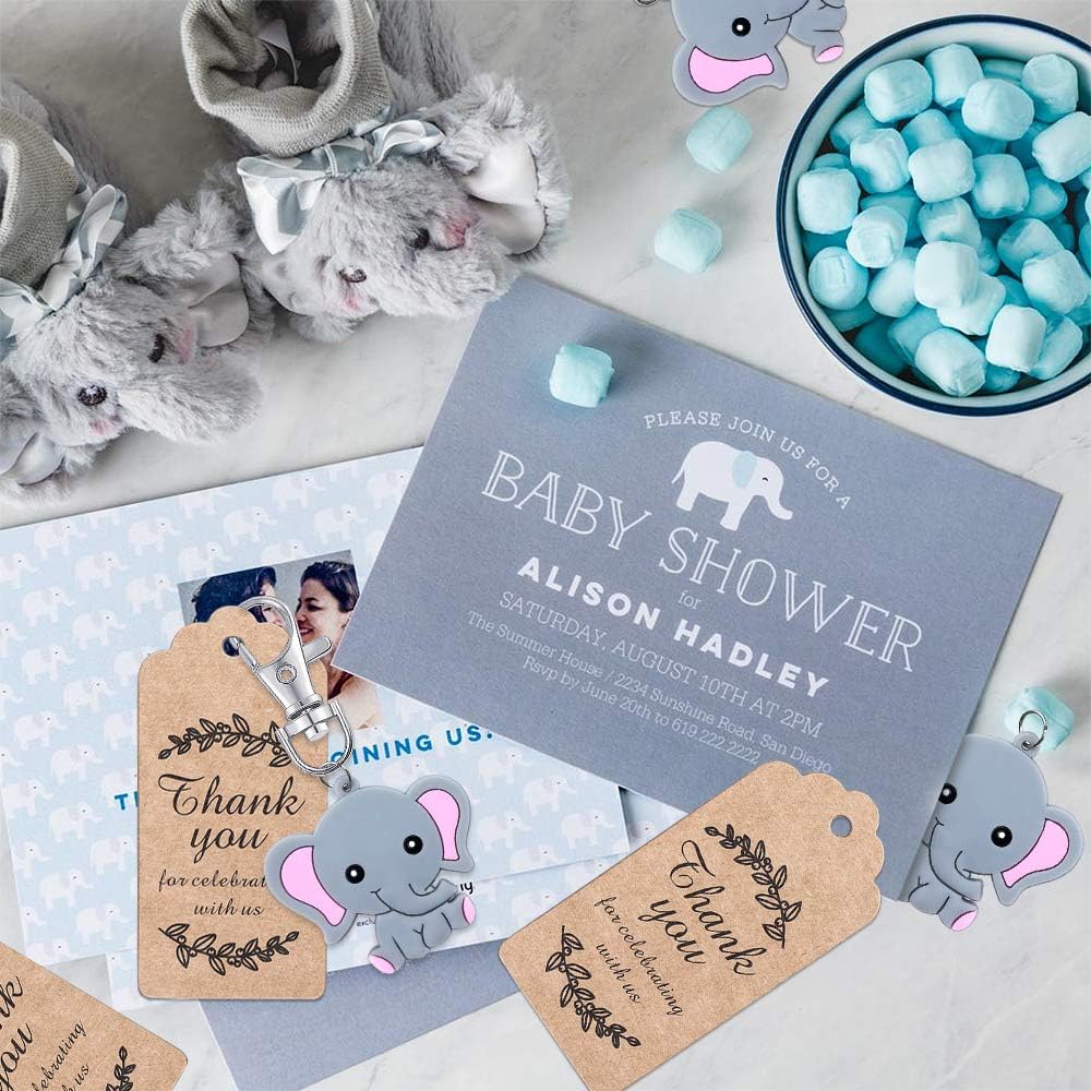 iZoeL Gastgeschenke Taufe Junge 20 Elefante Anhänger Thank you Danke Geschenke Babyparty Baby shower Kommunion Kinderggeburtstag Party Mitgebsel