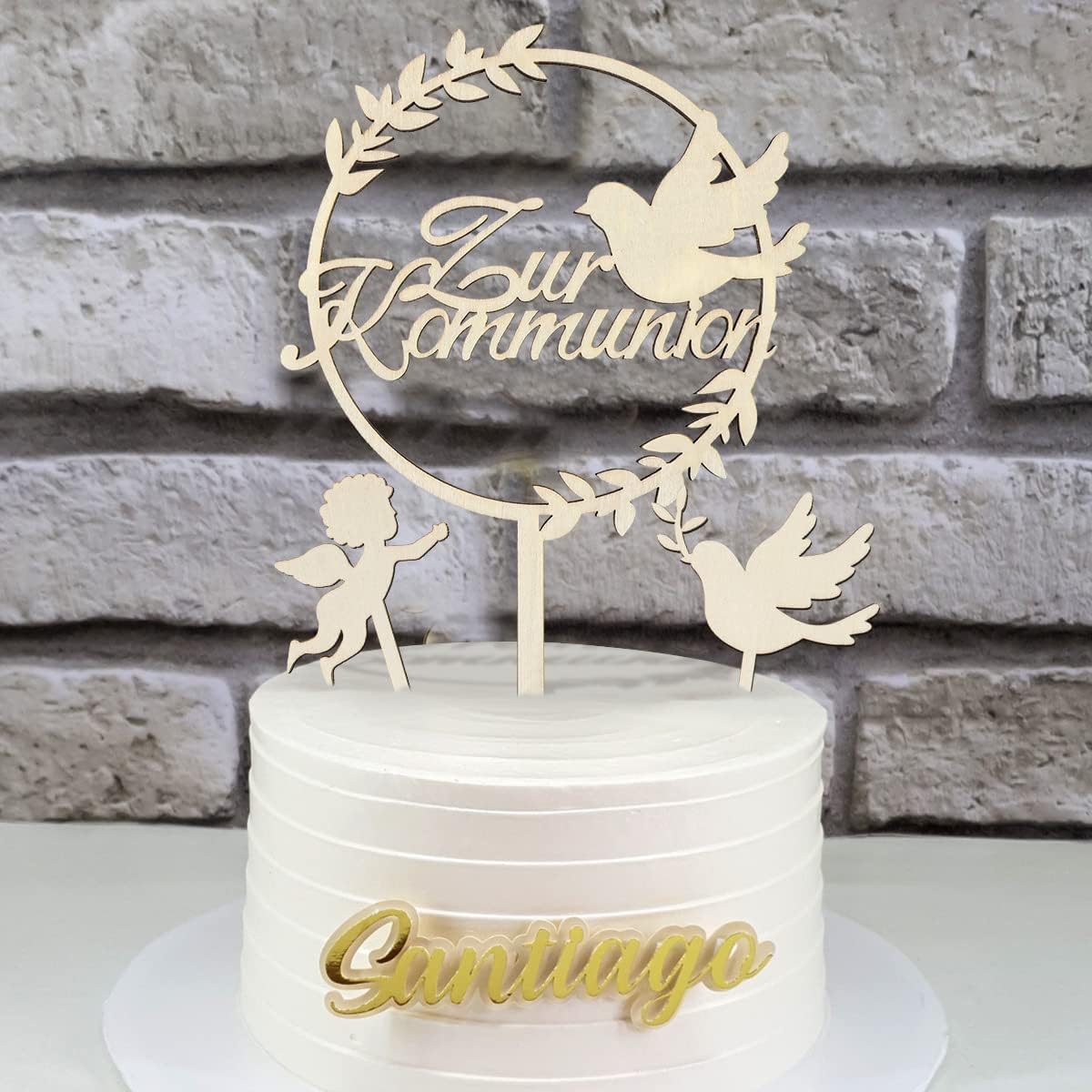 iZoeL Tortendeko Kommunion Holz Kuchendeko Cake Topper Taube Fisch Konfirmation Torten Topper Junge Mädchen, Meine Erstkommunion Kuchendeko - Cake Topper Taufe Erinnerung Kommunion(10 Stück)