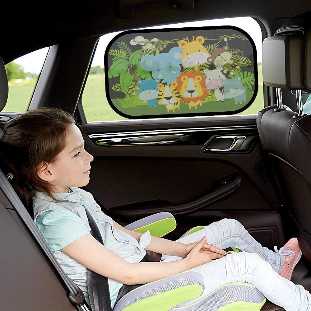 iZoeL Auto Sonnenschutz Kinder, Sonnenschutz Auto Baby, Auto Fenster Seitenscheibe Sonnenschutz Sonnenblende mit UV Schutz Dschungel