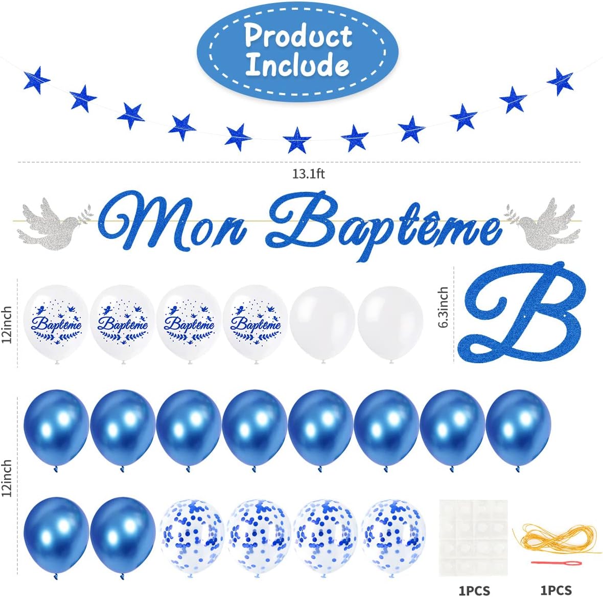 iZoeL Decoration Bapteme Balloons blue