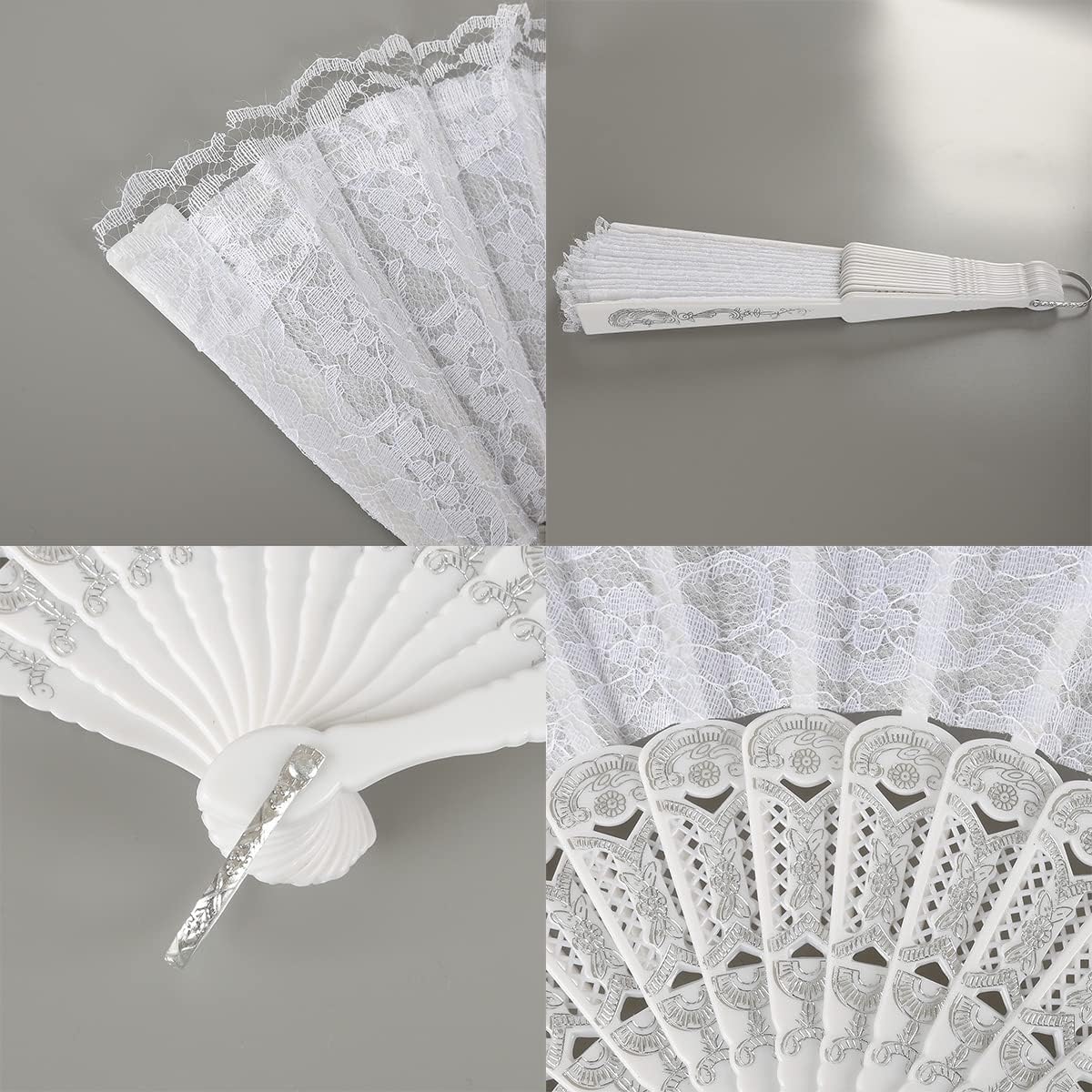 iZoeL Spitzefächer Handfächer Weiß Fächer 10Stk Hochzeitsfächer Faltfächer Brautfächer Tanzfächer Taschenfächer Hochzeit Party Gastgeschenk