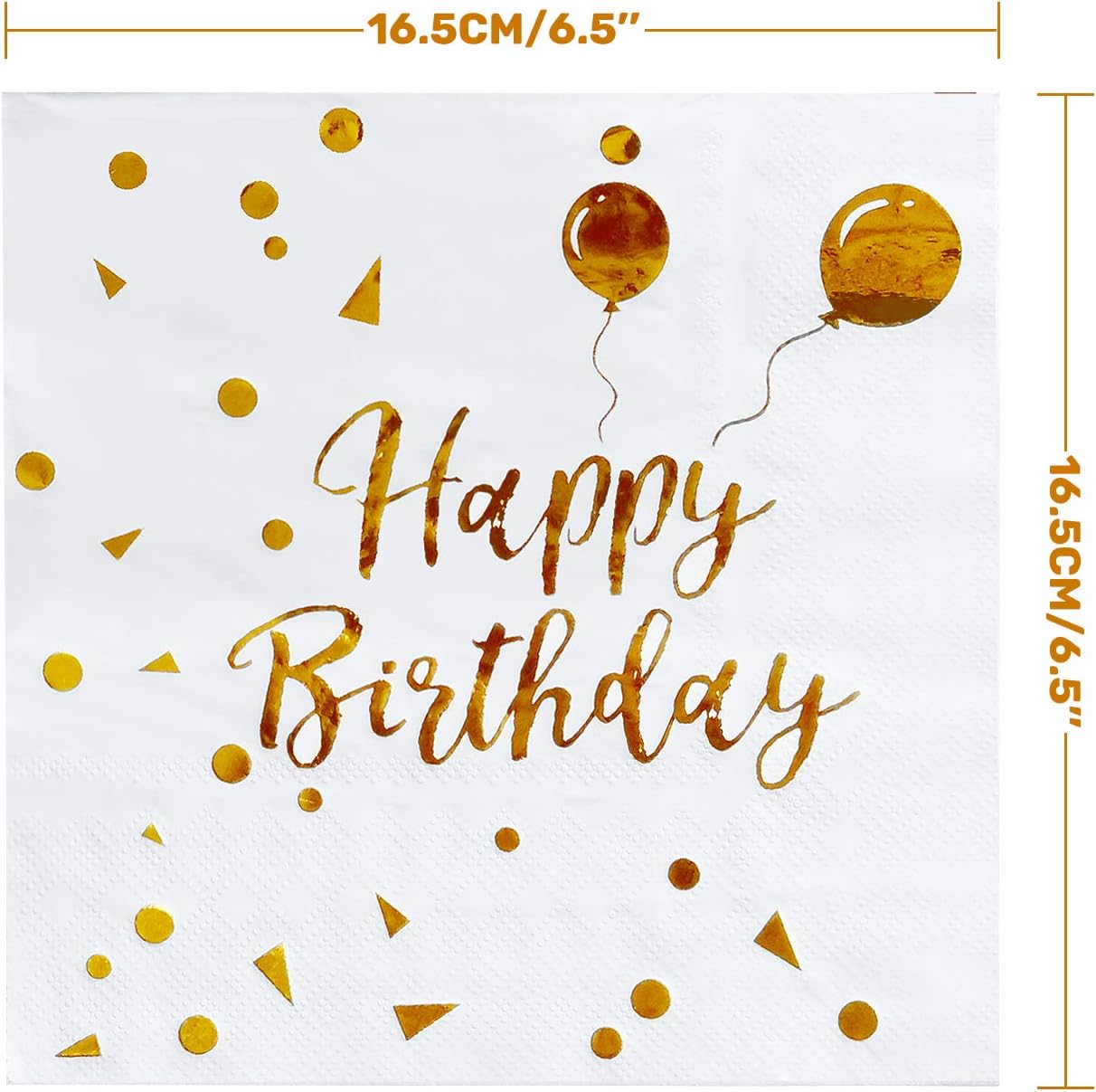 iZoeL 50Stk Geburtstag Servietten Gold Happy Birthday Servietten 33x33cm 3-lagig Pink Papierservietten für Mann Frau Mädchen Party Deko (Rose Gold Happy Birthday) (Weiß+Gold HB)