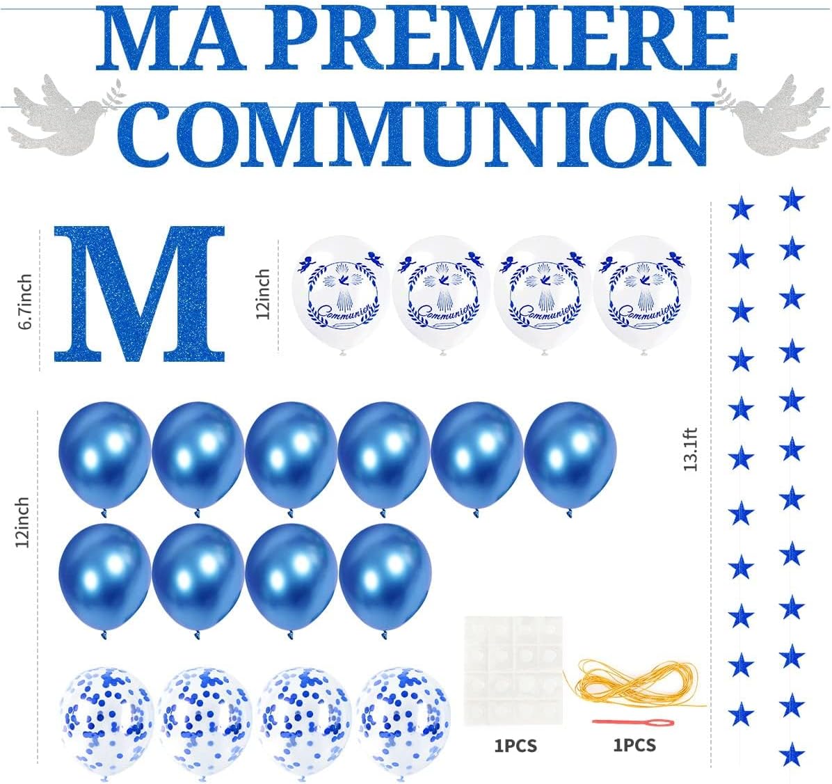 iZoeL Dekoration Kommunion Luftballons blau 2