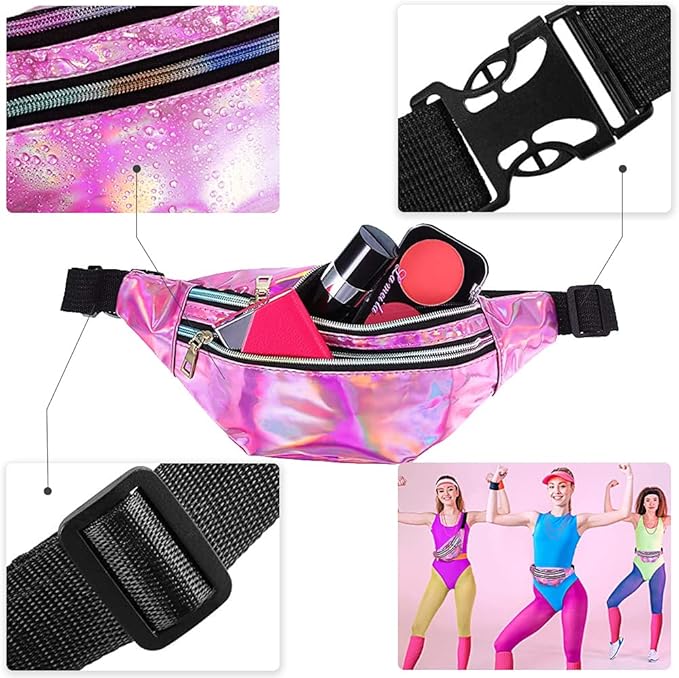 iZoeL 80er Jahre Kostüm Damen, 80er Outfit 80er Kleidung, 15tgl. Ink. Tutu Rock Bauchtasche Haarreif Brille Armband Halskette Ohrringe, 80er Retro Party Accessoires