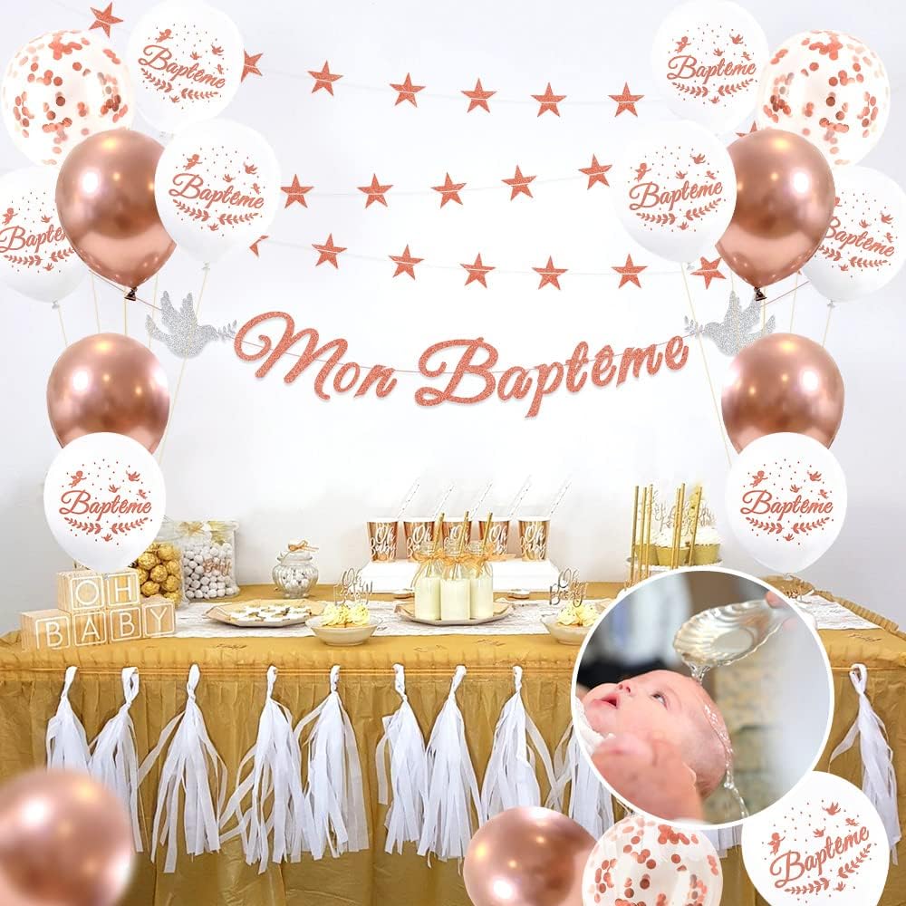 iZoeL Decoration Bapteme rose gold