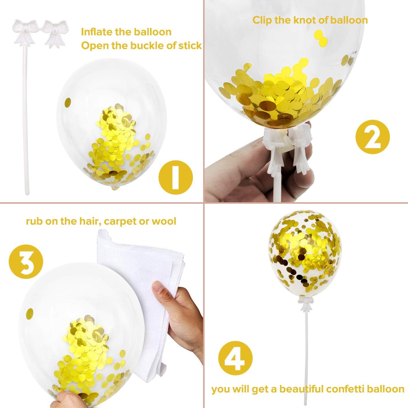 iZoeL Tortendeko Gold Happy Birthday Kerzen Konfetti Luftballon Sterne Cake Topper Kuchendeko Golde Geburtstag Dekoration