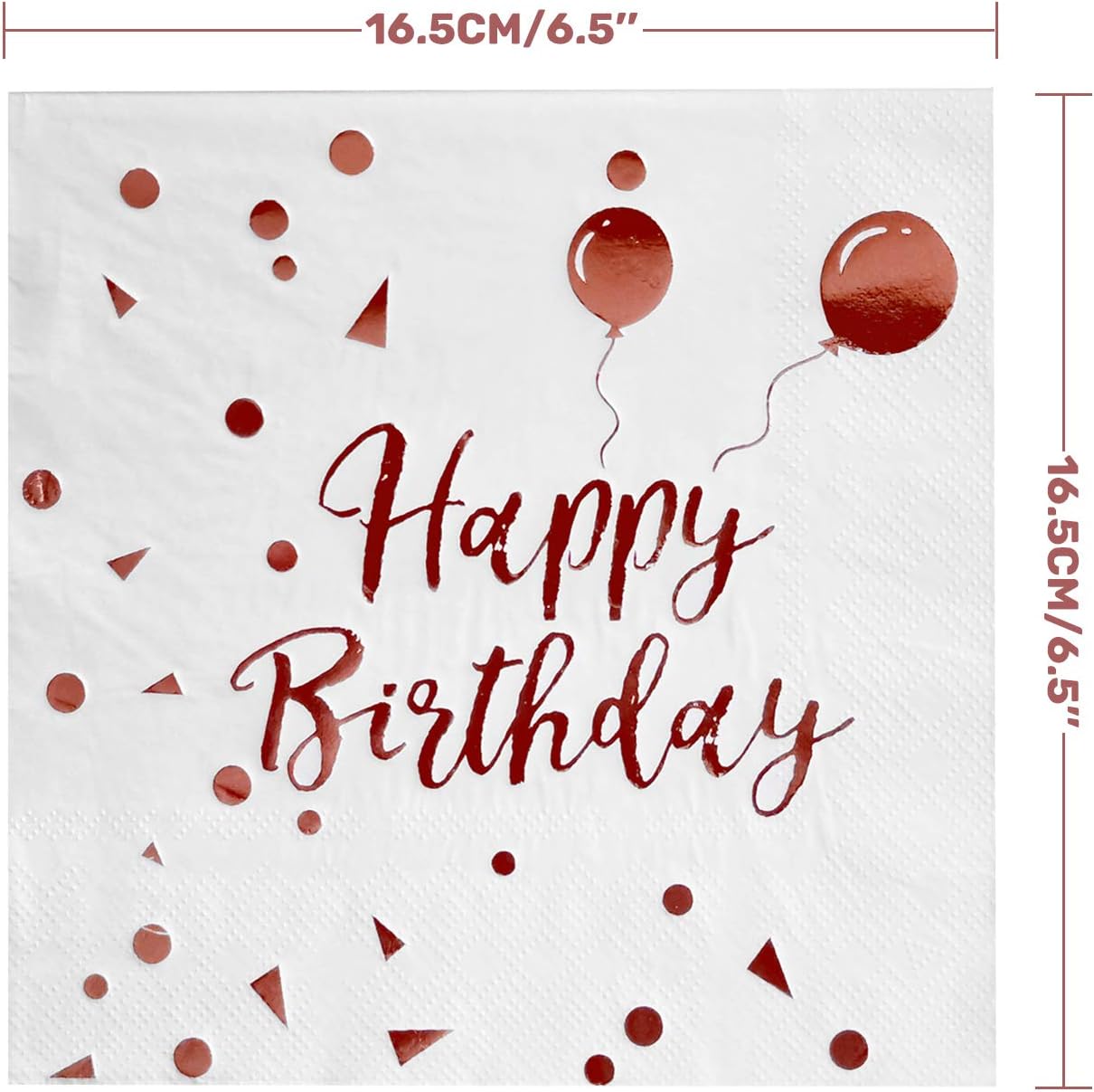 iZoeL 50Stk Geburtstag Servietten Gold Happy Birthday Servietten 33x33cm 3-lagig Pink Papierservietten für Mann Frau Mädchen Party Deko (Rose Gold Happy Birthday) (Weiß+Rosegold HB)