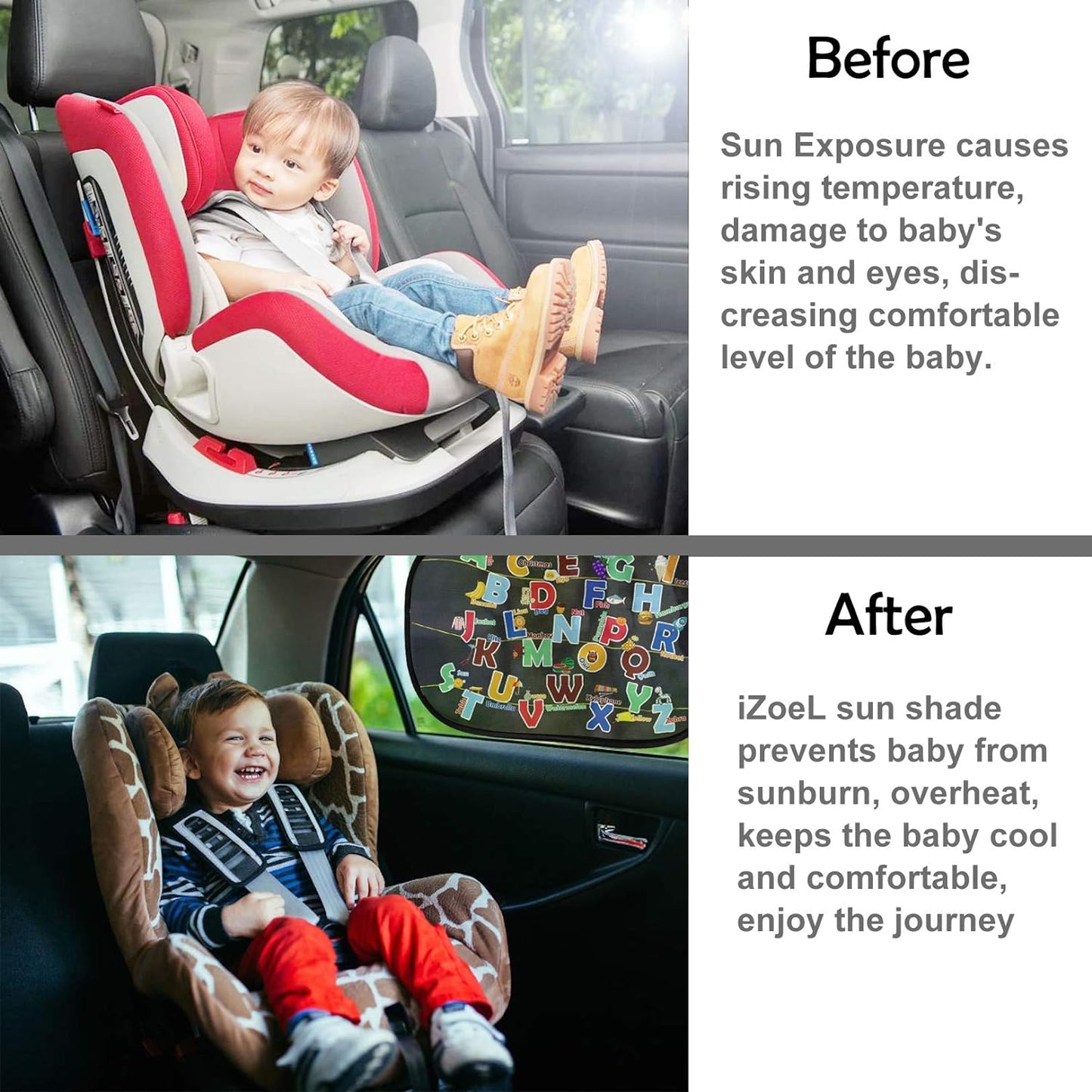 iZoeL Auto Sonnenschutz Baby mit Saugnapf Sonnenblende Kinder Autofenster Seitenscheibe Sonnenschutzfolie