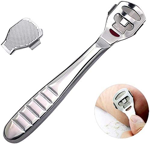 iZoeL Foot Scraper Callus Shavers Skin File Dead Skin Remover Foot Scraper Stainless Steel 14.5 cm + 10 Free Carbon Steel Blades & 1 Rasp File Scrubber (HC0020) (HC0020)