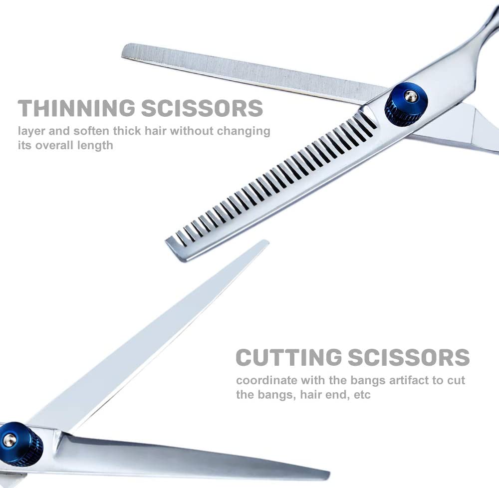 iZoeL Hair Scissor kit Hairdressing Scissors Professional Hairdresser Scissors Stainless Steel Thinning Scissors Hair shears with Adjustable Screw Storage bag Comb Clips - Hair Cutting Beard Home Use