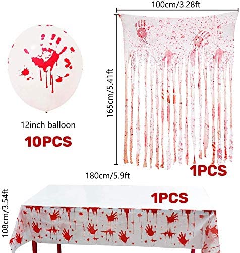 iZoeL Halloween Blood Handprint Tablecloth Banner Balloon Set-1