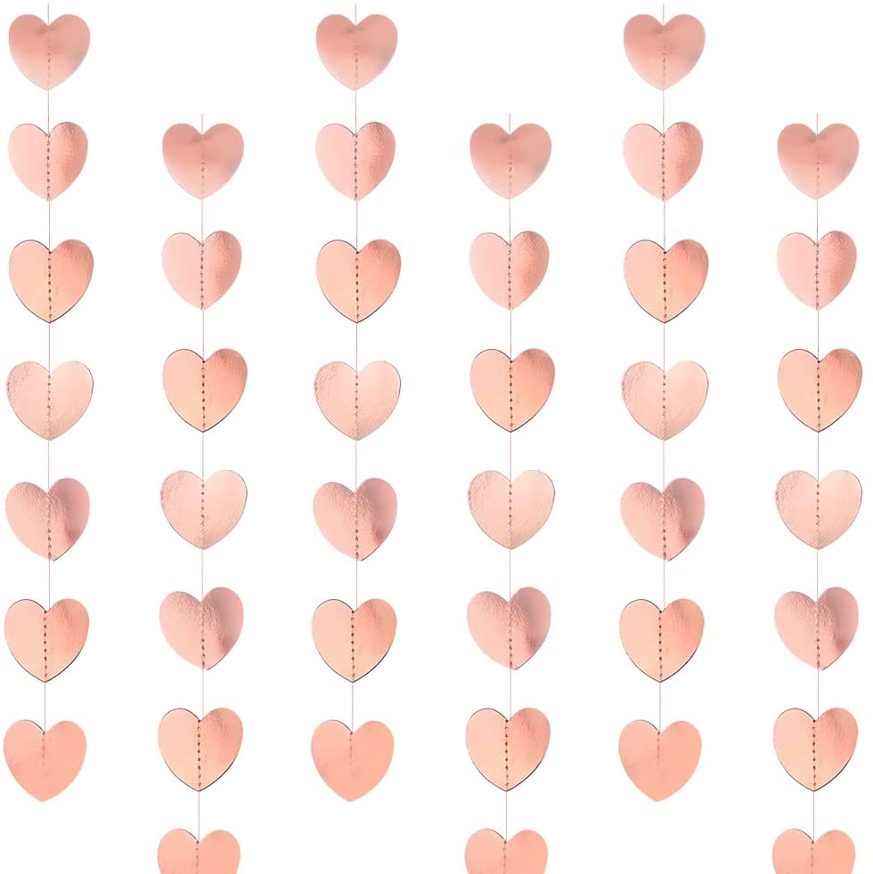 iZoeL Valentines Decorations, Rose Gold Hearts Garland 2m, Paper Heart Confetti 5000pcs, for Valentines Day Decorations Wedding Anniversary Engagement Party (Rose Gold)