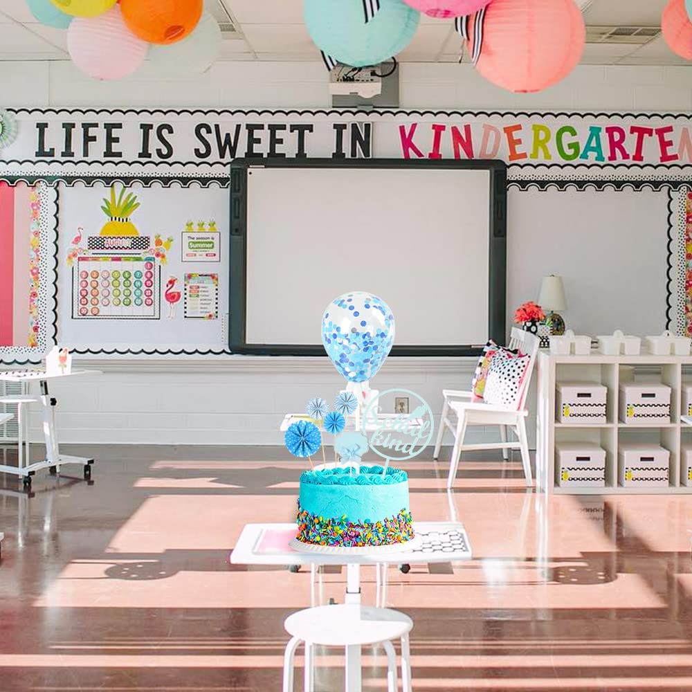 iZoeL Cake Decoration First Day of School Boys School Child Cake Decoration School Sugar Bag Cake Topper Confetti Balloon Paper Fan ABC 123 Cake Cupcake Muffin Decoration Cake Toppers