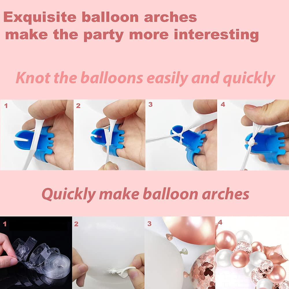 iZoeL Rose Gold Balloon Arch Garland Kit for Girl Woman Birthday Party Decoration with Tape Strips Tie Tools Flower Clips Latex Confetti Foil Star Balloon - Anniversary Celebration Supplies