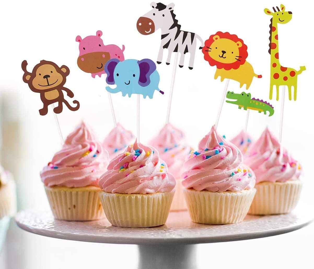 iZoeL Jungle Animals Birthday Party Decorations for Boys Kids Girls, Happy Birthday Banner Animal Balloon Latex Balloons Animal Cake Toppers for 1st 2nd 3rd 4th 5th 6th 7th Jungle Themed Party