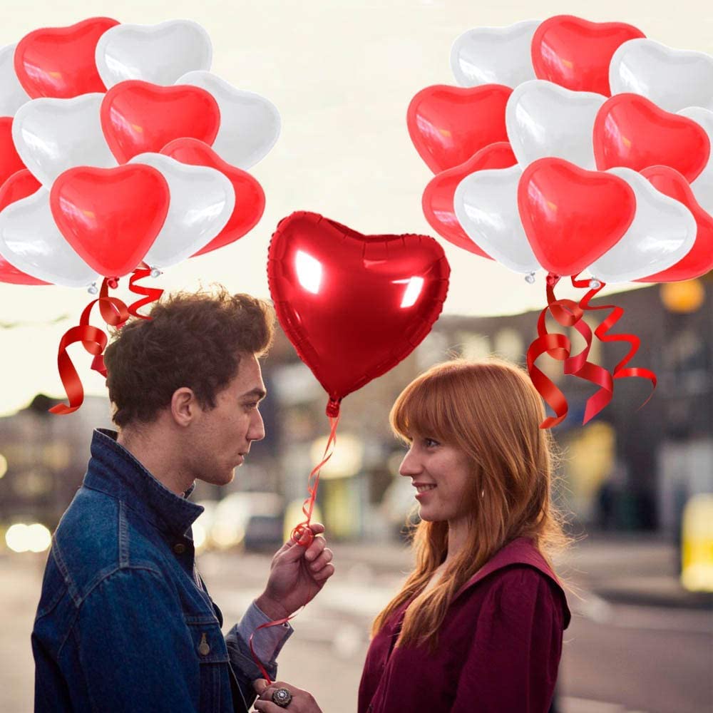 iZoeL Romantic Decorations - 2pcs I Love You balloons Heart Balloon, Red Hearts Garland, 1000pcs Rose Petals Heart for Wedding Anniversary Engagement Party Decorations