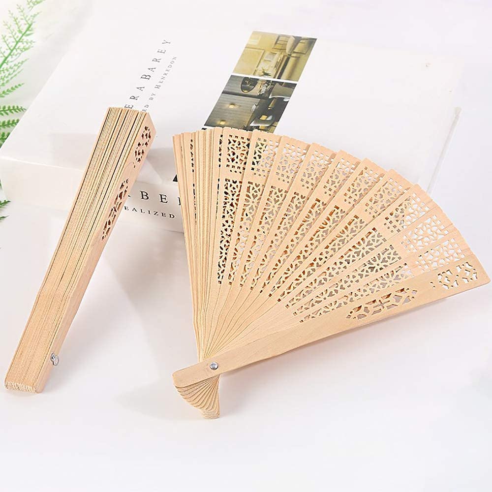 iZoeL Wooden Folding Fans Handheld Folding Fans 12pcs Beige Bamboo Fan Women's Hand Held Holding Fans for Wedding Birthday Party Decoration Walls Idea Gifts Dancing Prop Party Favor
