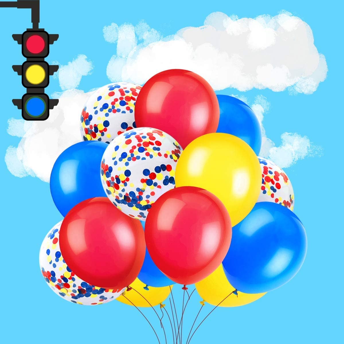 iZoeL Birthday Decoration for boys Happy Birthday Banner Cars School Bus Train Fire Truck Motorcycle Plane Balloons Transport Vehicles Cake Topper Kids 1st 2nd 3rd 4th