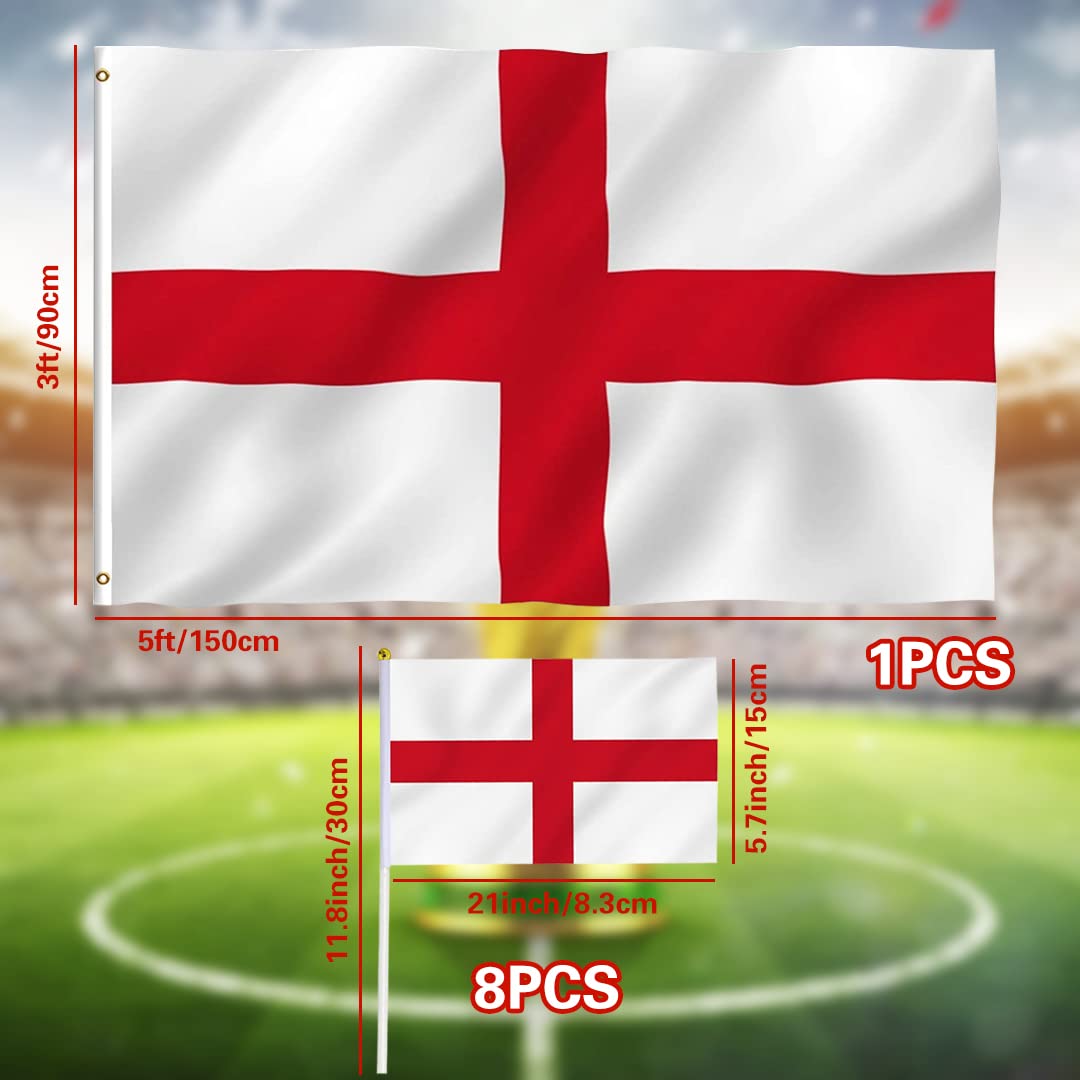 iZoeL World Cup Decorations 2022, Large England Flag England Bunting Banner England Hand Flag Football Bunting for World Cup Football 2022 Indoor Outdoor Decorations- House Garden School Bar