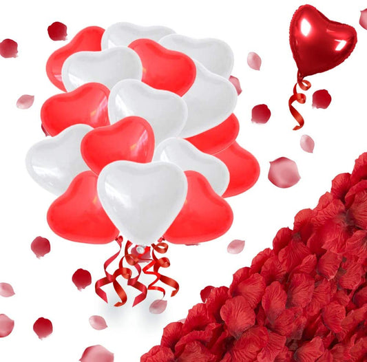 iZoeL Valentines Day Decorations 37.8inch I Love You Balloons 1000pcs Red Rose Petals Heart Hanging Garland for St Valentines Day Party Wedding Anniversary Engagement Newly Weds