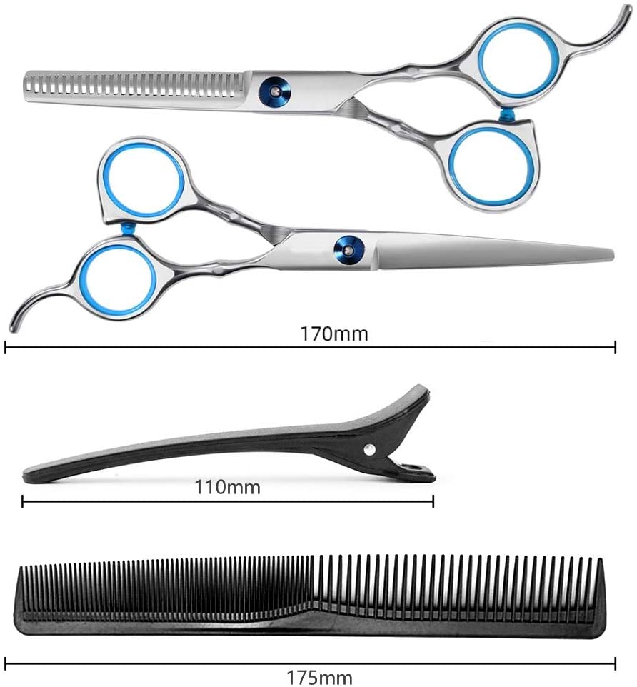 iZoeL Hair Scissor kit Hairdressing Scissors Professional Hairdresser Scissors Stainless Steel Thinning Scissors Adjustable Hair Shears with Storage bag Comb Clips Barber Cape Home Use