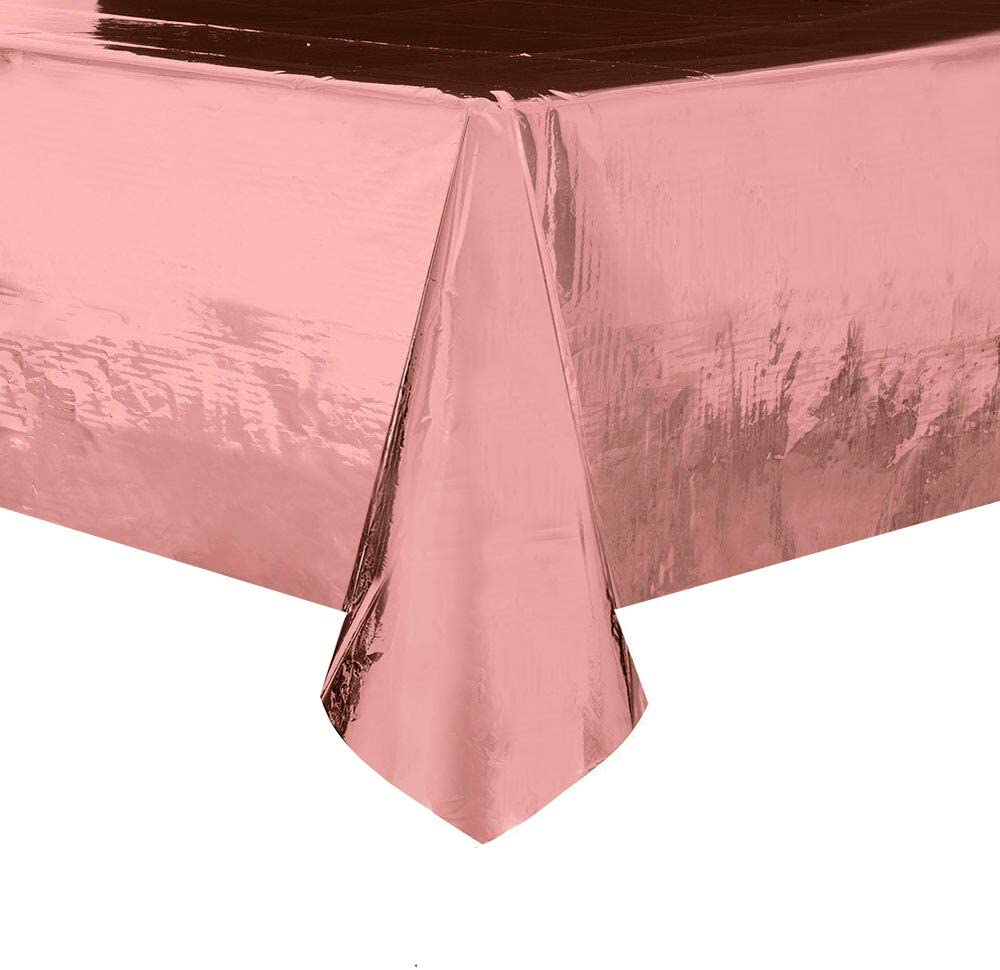 iZoeL Rose Gold Birthday Party Decoration, 2 Rose Gold Fringe Curtain, 1 Rose Gold Foil Tablecloth for Girl Women Birthday Party Hen Party Wedding