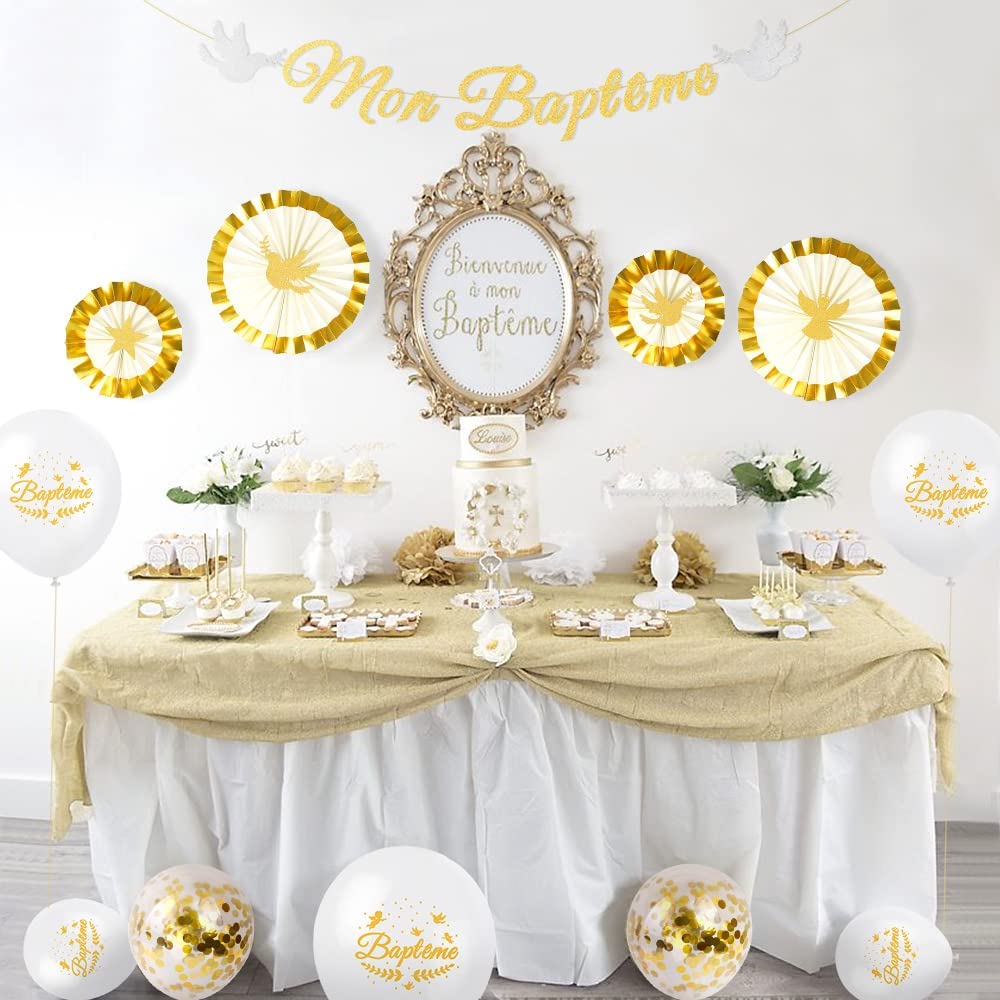iZoeL Mon Baptême Bannière Baby Shower Décoration -fans