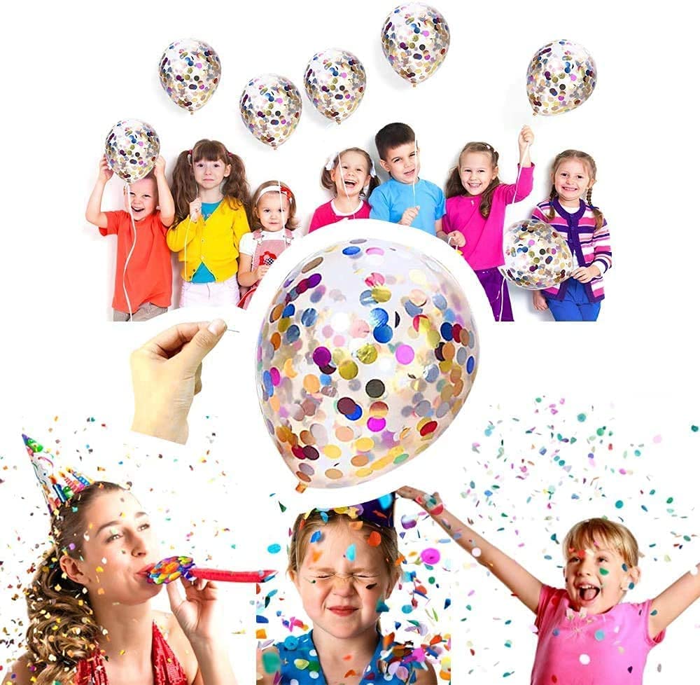 iZoeL Confetti Balloons 30pcs 12" Latex Balloons Prefilled Rainbow Glitter Confetti for Wedding Birthday Proposal Party Decoration