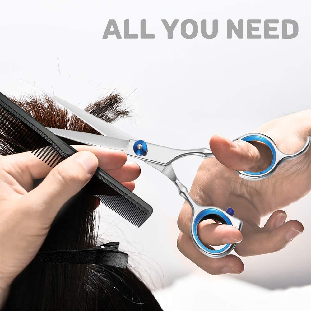iZoeL Hair Scissor kit Hairdressing Scissors Professional Hairdresser Scissors Stainless Steel Thinning Scissors Hair shears with Adjustable Screw Storage bag Comb Clips - Hair Cutting Beard Home Use