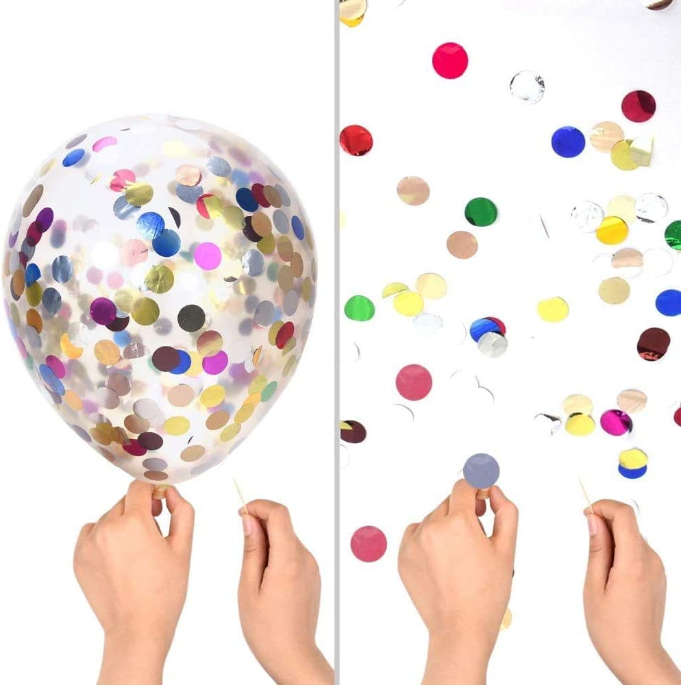 iZoeL Confetti Balloons 30pcs 12" Latex Balloons Prefilled Rainbow Glitter Confetti for Wedding Birthday Proposal Party Decoration