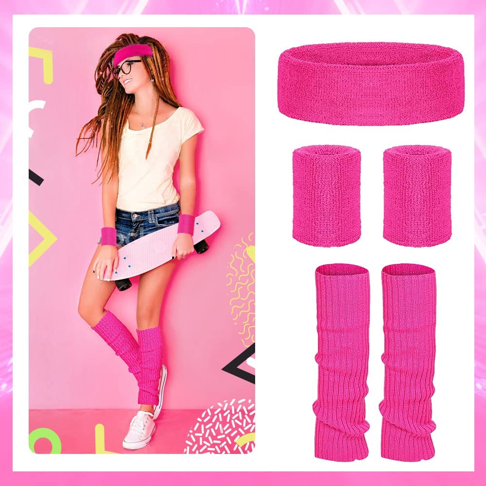 iZoeL 80s Fancy Dress for Women 80s Accessories Halloween Costumes for Kids 80s Outfits for Girls - Waist Packs Headband Wristbands Leg Warmers - Neon 80s Fun Run Teams