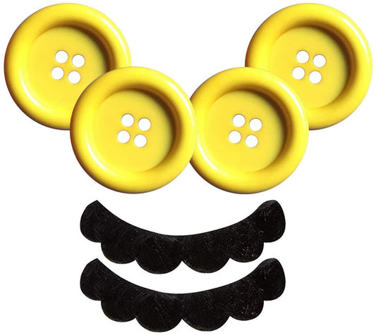 iZoeL 4 Yellow Buttons + 2 mustaches for Super Mario Luigi Costume Mario trouser and dress carnival costume accessories Mario Bros Party themed Adult kid