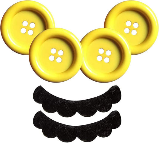 iZoeL 4 Yellow Buttons + 2 mustaches for Super Mario Luigi Costume Mario trouser and dress carnival costume accessories Mario Bros Party themed Adult kid