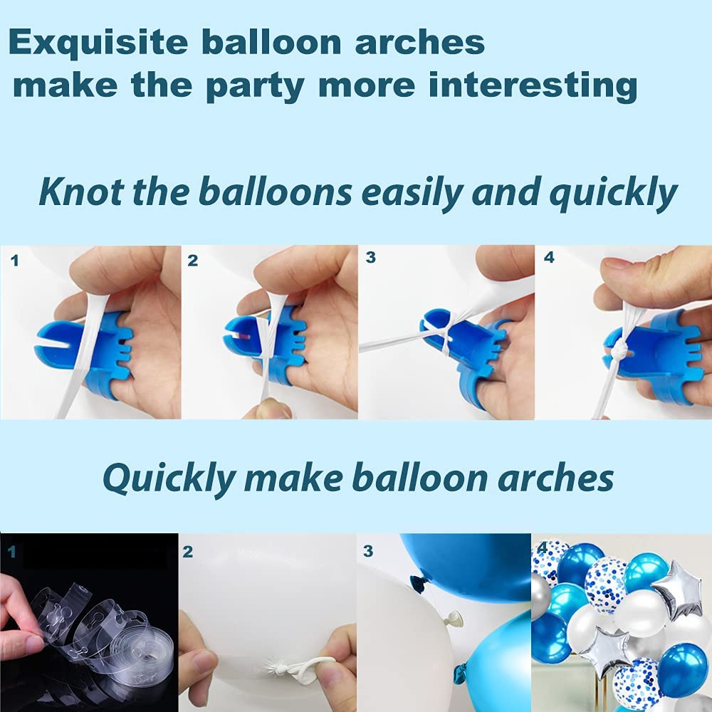 iZoeL Blue Balloon Arch Kit for Boys Girls Men Women -Baby Shower Birthday Party Decorations Supplies - with Tape Strips Tie Tools Flower Clips Star Confetti Balloons Garland