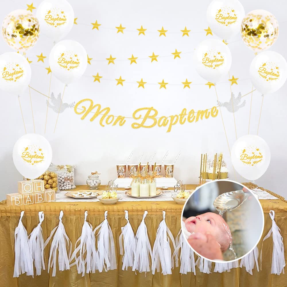 iZoeL Mon Baptême Bannière Baby Shower Décoration -star Guirlande