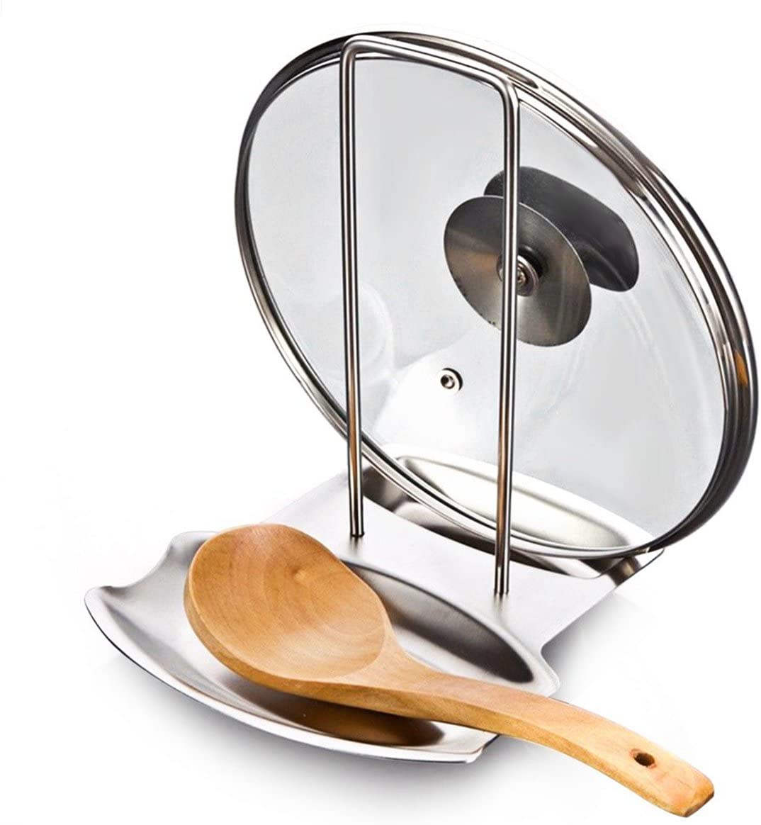 iZoeL Stainless Steel Spoon Rest with Lid Stand Steady Kitchen Organizer