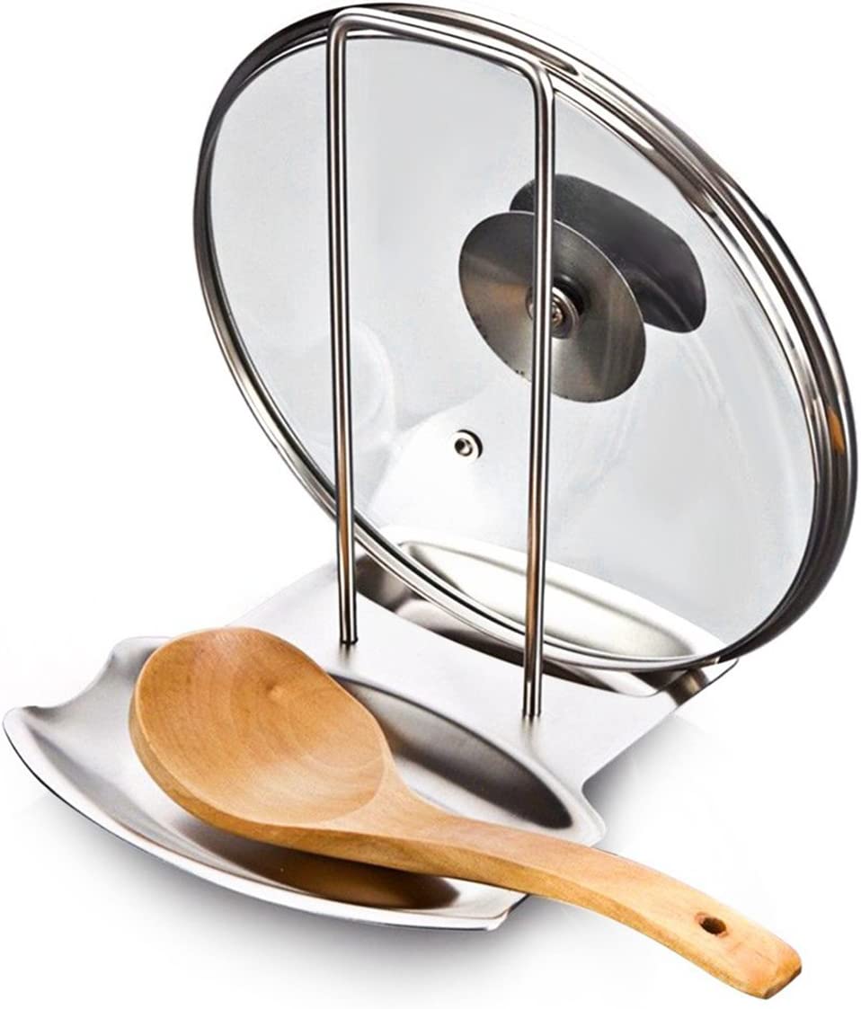 iZoeL Stainless Steel Spoon Rest with Lid Stand Steady Kitchen Organizer