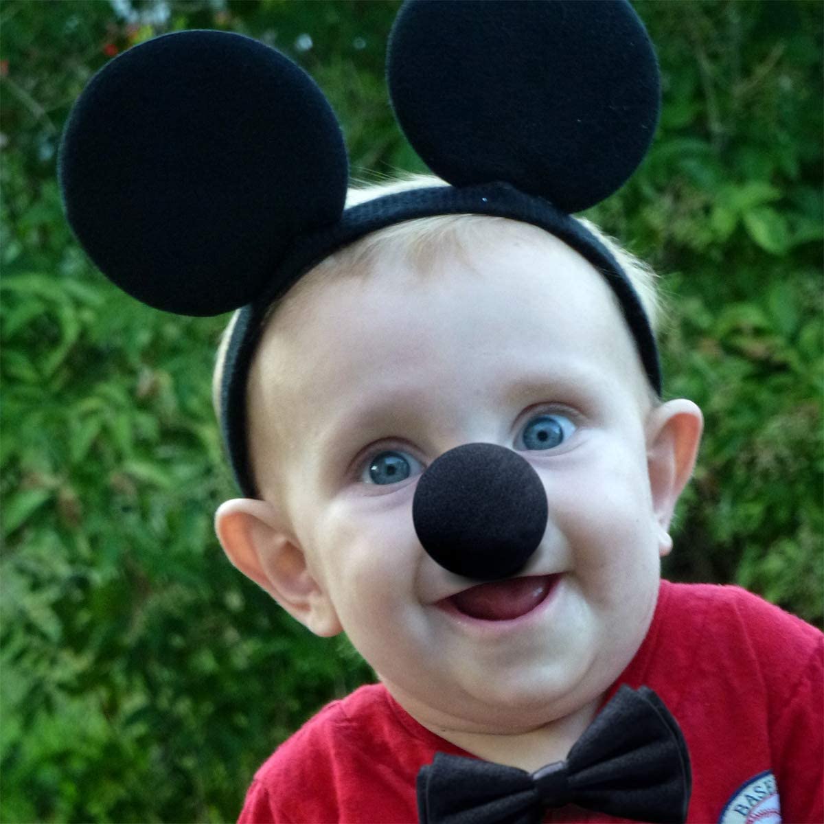 iZoeL Mouse Ear Headband White Gloves Black Nose Bow Tie for Carnival Accessory Birthday Fancy Dress Party Bag Favors Cartoon Character Cosplay Adult Kid (Black)
